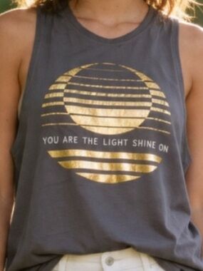 Soft purple Tank Top with Gold Graphic - You Are The Light Shine On